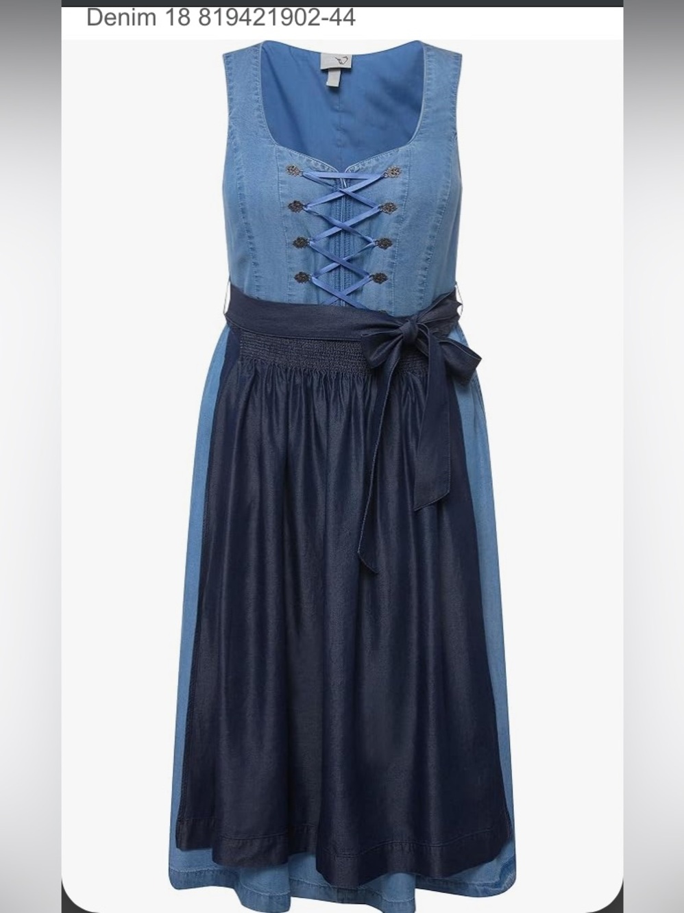 Von Landen lace up apron chambray Dirndl dress sz 22